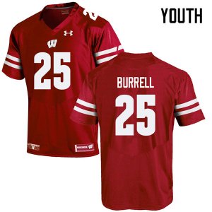 Youth Wisconsin Badgers NCAA #25 Eric Burrell Red Authentic Under Armour Stitched College Football Jersey JY31M03DO